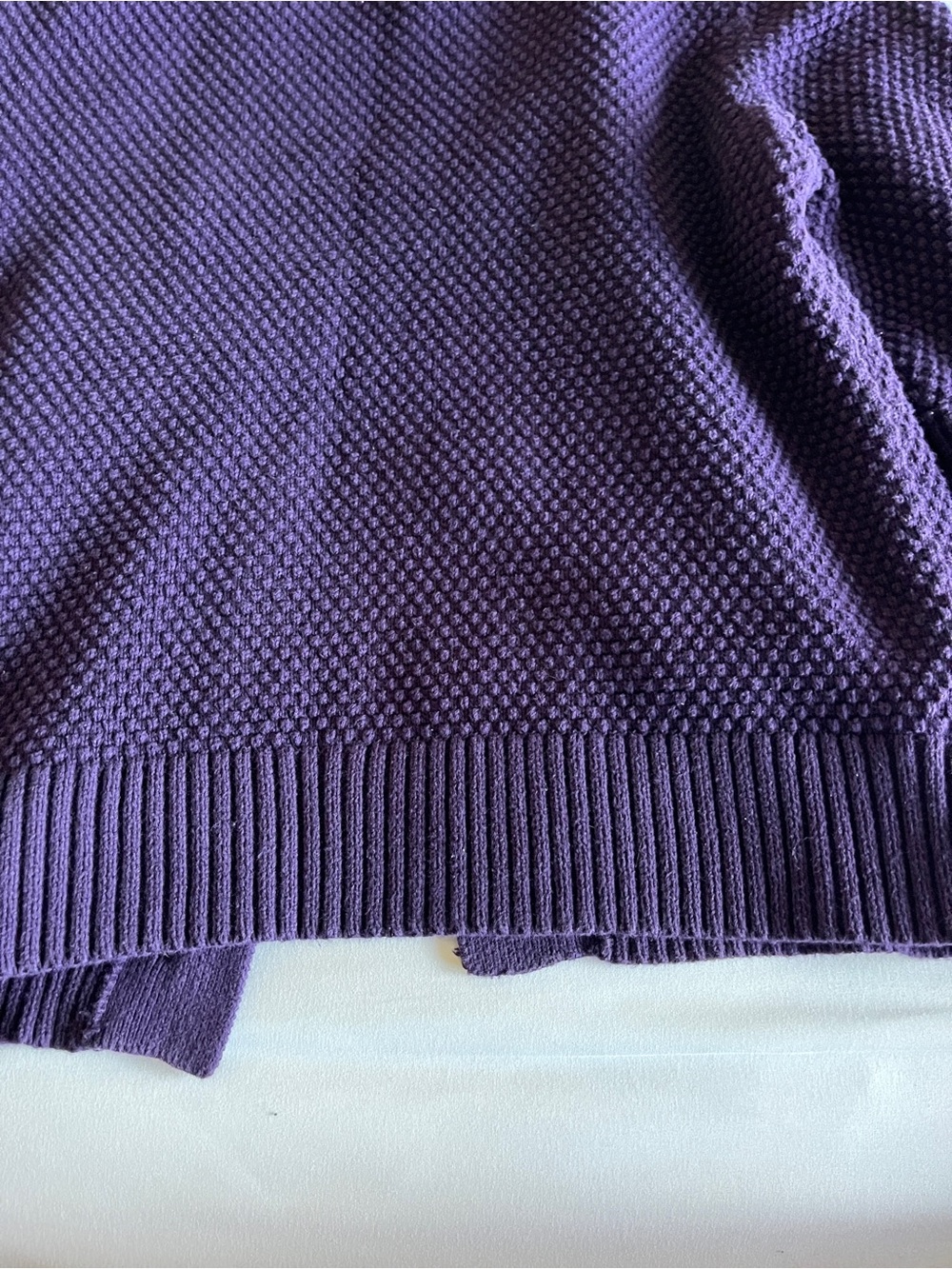 Chaps Purple 100% Cotton Chunky Knit Button Up Cardigan Sweater XL - Picture 11 of 16
